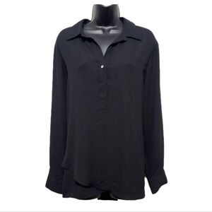 Zac & Rachel Woman Black Blouse Crystal Button Detail Size 1X